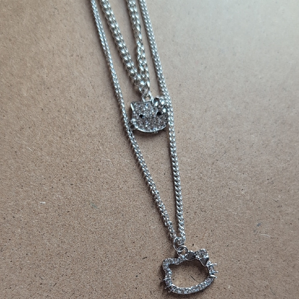 Silver Kitty Pendant Necklace